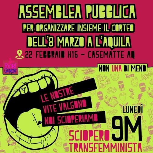 Assemblea Pubblica per organizzare insieme il Corteo dell'8 Marzo